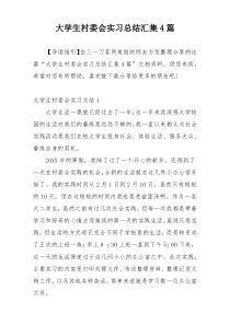 大学生村委会实习总结汇集4篇