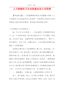 人力资源实习生自我鉴定怎么写范例