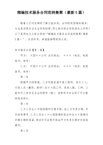 精编技术服务合同范例集聚（最新5篇）