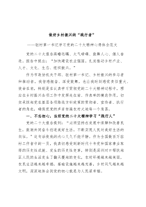 驻村第一书记学习党的二十大精神心得体会盛会研讨发言材料230706