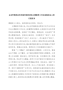 生态环境局在巡回指导组阶段性主题教育工作总结推进会上的汇报发言