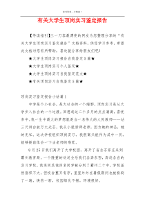 有关大学生顶岗实习鉴定报告