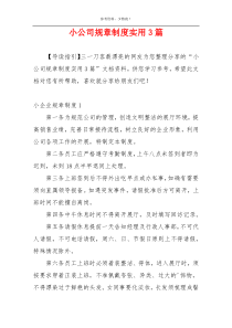 小公司规章制度实用3篇