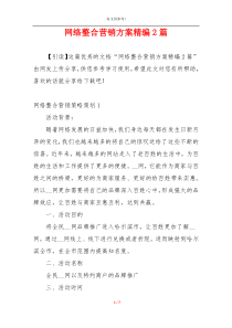 网络整合营销方案精编2篇