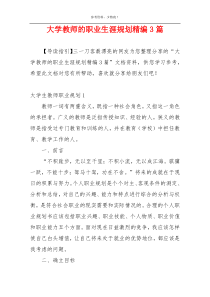 大学教师的职业生涯规划精编3篇