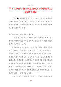 学习认识两个确立决定性意义心得体会范文【实用4篇】