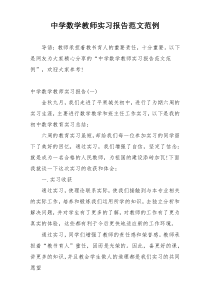 中学数学教师实习报告范文范例