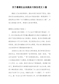 关于暑期社会实践实习报告范文3篇