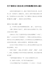 关于调研实习报告范文样例集聚【范例4篇】