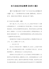 实习总结及体会集聚【实用5篇】