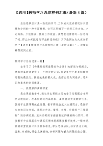 【通用】教师学习总结样例汇聚（最新4篇）