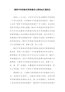 教师中华民族共同体意识心得体会汇篇范文