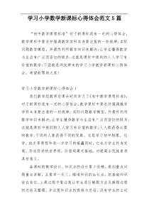 学习小学数学新课标心得体会范文5篇