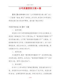 公司质量管控方案4篇