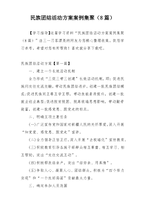 民族团结活动方案案例集聚（8篇）