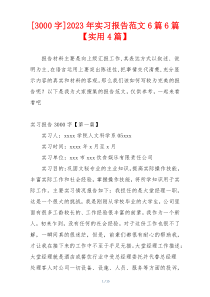 [3000字]2023年实习报告范文6篇6篇【实用4篇】