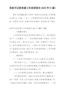 党组书记抓党建工作述职报告2023年（5篇）