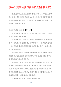 [3000字]顶岗实习报告范文【推荐5篇】