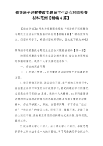 领导班子巡察整改专题民主生活会对照检查材料范例【精编4篇】