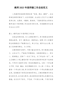 教师2023年度师德工作总结范文