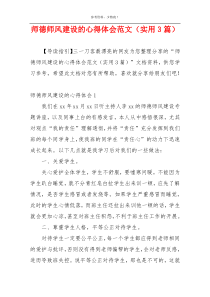 师德师风建设的心得体会范文（实用3篇）