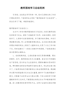 教师国培学习总结范例