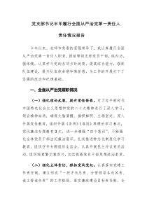 党支部书记半年履行全面从严治党第一责任人责任情况报告范文2篇