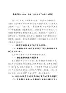 县城管局2023年上半年工作总结和下半年工作谋划