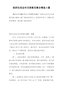 组织生活会对支部意见集合精选4篇