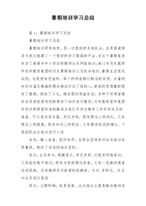 暑期培训学习总结