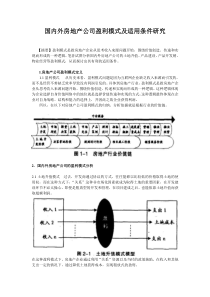 国内外房地产公司盈利模式及适用条件研究