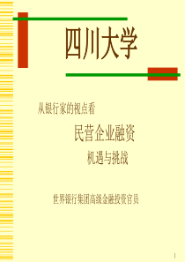 世界银行高级金融官-从银行家的视点看民营企业融资机遇与挑战