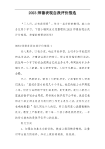 2023师德表现自我评价推选