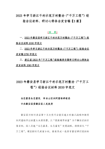 2023年学习浙江千村示范万村整治（“千万工程”）经验会议材料、研讨心得体会发言稿【3篇】