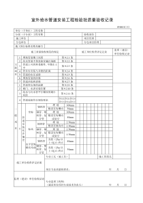 室外给水管道安装工程检验批质量验收记录