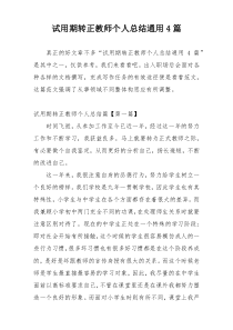 试用期转正教师个人总结通用4篇