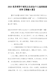 2023党员领导干部民主生活会个人追找检查材料【精编4篇】