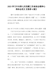 2023学习中央第七次西藏工作座谈会精神心得体会范文【推荐4篇】