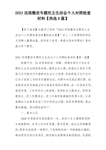 2023巡视整改专题民主生活会个人对照检查材料【热选8篇】