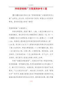 网络营销推广方案案例参考3篇