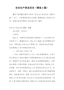 安全生产表态发言（精选4篇）