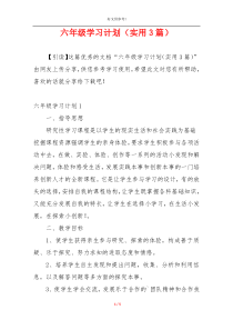 六年级学习计划（实用3篇）