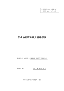 XXXX年天山燃气作业场所职业病危害申报表