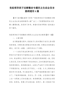 党组领导班子巡察整改专题民主生活会发言提纲通用4篇