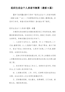 组织生活会个人承诺书集聚（最新8篇）