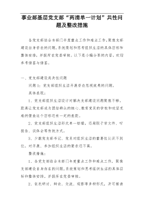 事业部基层党支部“两清单一计划”共性问题及整改措施