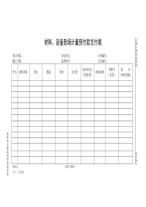 材料、设备到场计量预付款支付表