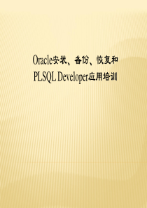 Oracle安装、备份、恢复和PLSQLDeveloper应用培训