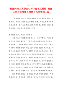 新疆的第三次会议心得体会范文精编 新疆三次会议精神心得体会范文实用4篇