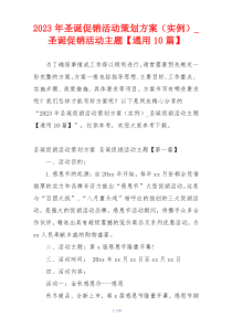 2023年圣诞促销活动策划方案（实例）_圣诞促销活动主题【通用10篇】